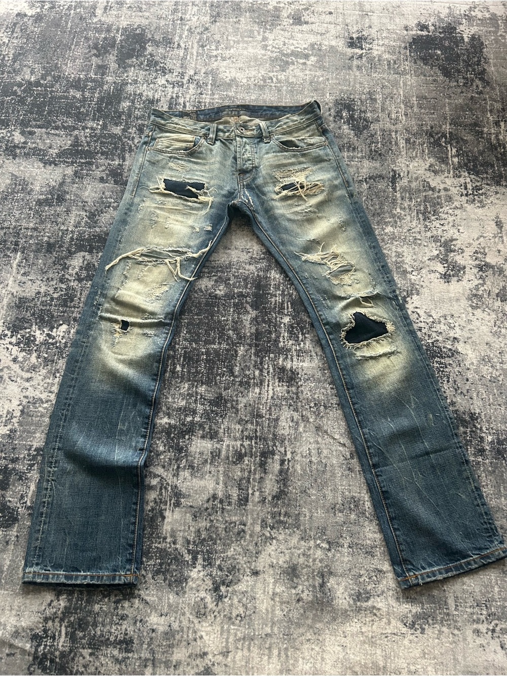 Cult of Individuality Distressed Blue Slim Straight Jeans